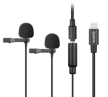 Boya BY-M2D Dual Lapel Recording Microphone.Lightning connector for iPhone