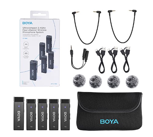 Boya BY-W4 2.4G Wireless Microphone Upgraded Version - 1 Receive 4 Transmit