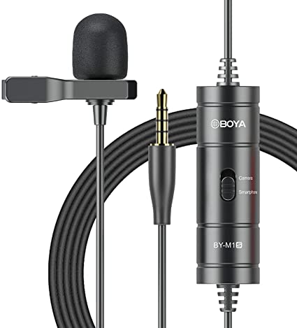 BOYA BY-M1S - Lavalier recording microphone with 3.5mm TRRS port |For Phones and Cameras