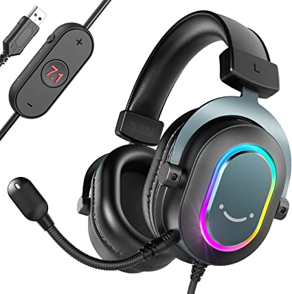 Fifine H6 - USB headset designed with detachable microphone - color-changing RGB light
