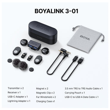 BOYALINK 3 Wireless Microphone Super Small 48kHz/24bit Multi-Device |Kingcom