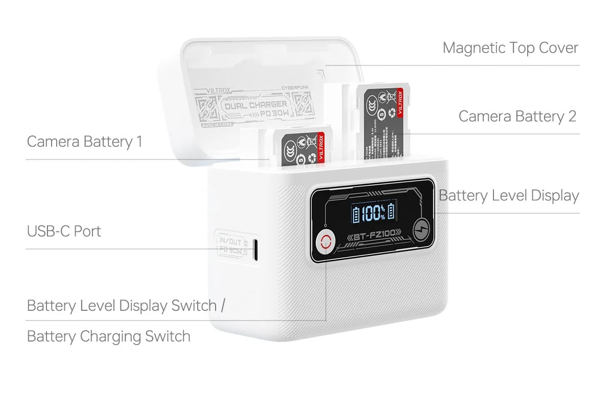 Viltrox TNP-FZ100 battery integrates Type-C charging port for Sony cameras