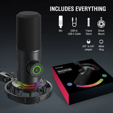 FIFINE K658 RGB - Streaming, Podcasting recording mic for Computer/PC