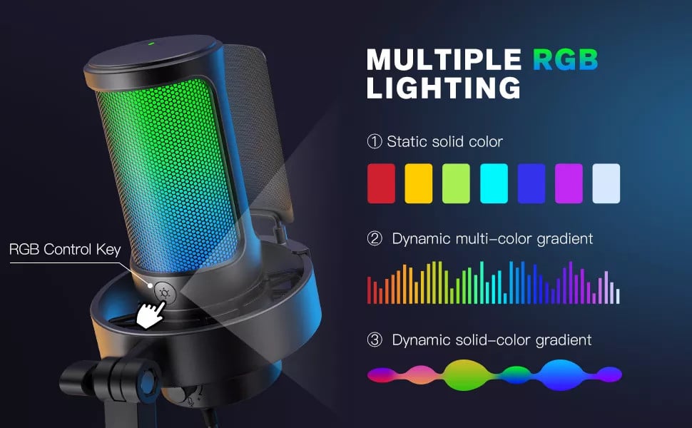 Fifine A8 - Recording microphone with integrated RGB light