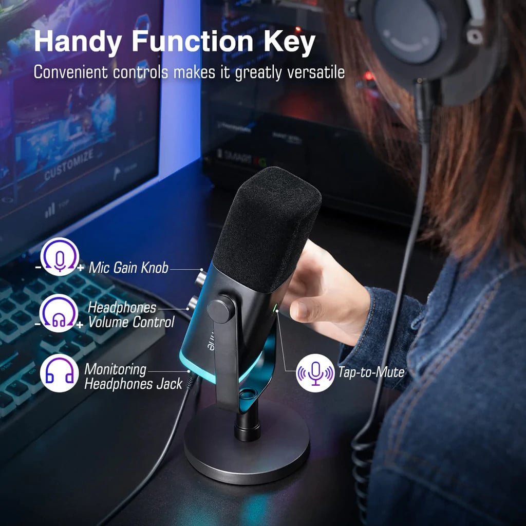 Fifine Ampligame AM8 RGB - Dynamic recording mic with USB port