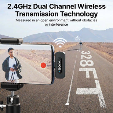 BOYA BY-V1/V10/V2/V20 V2.0 Wireless Microphone Lapel Microphone Noise Canceling Vlogging Mic for iPhone Android