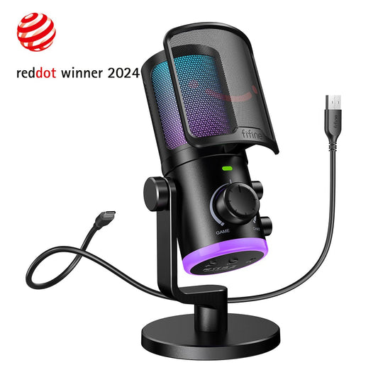 Fifine AM6 Micro RGB for Gaming/Streaming/Podcast/Twitch/Discord