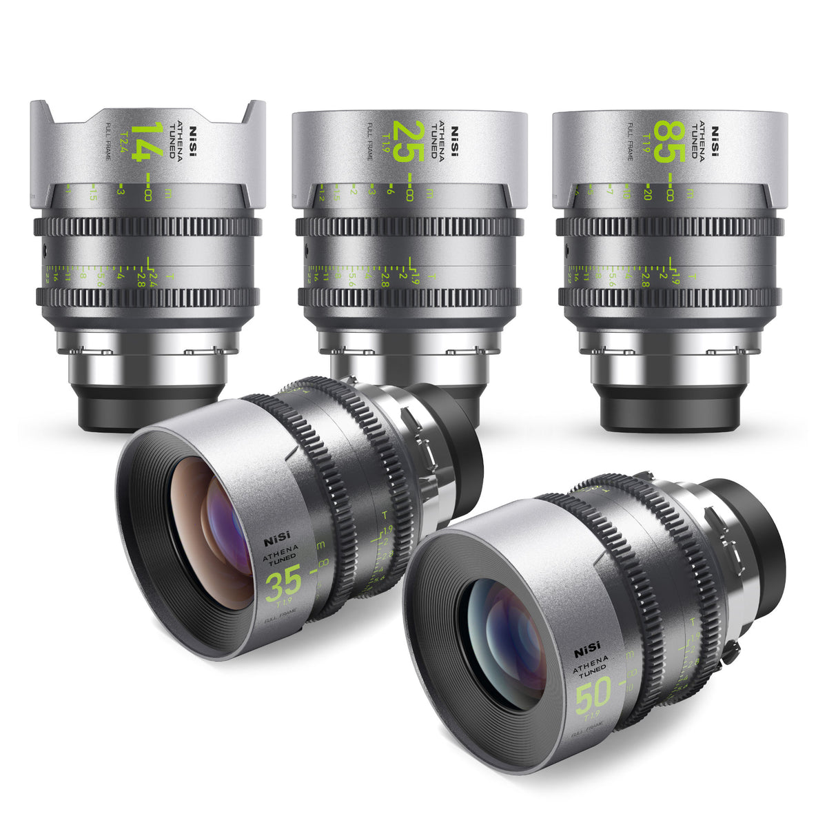 NISI ATHENA Tuned Prime T2.4/1.9 Full-Frame 5-Lens Kit With Case (PL Mount) - រួមបញ្ចូលអាករទាំងអស់