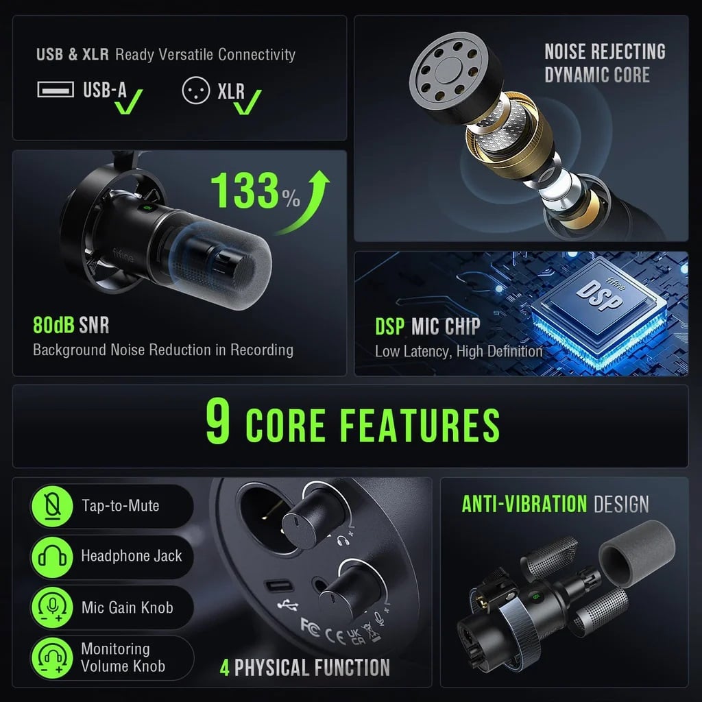 FIFINE K688 AmpliTank Micro Dynamic USB & XLR Ports