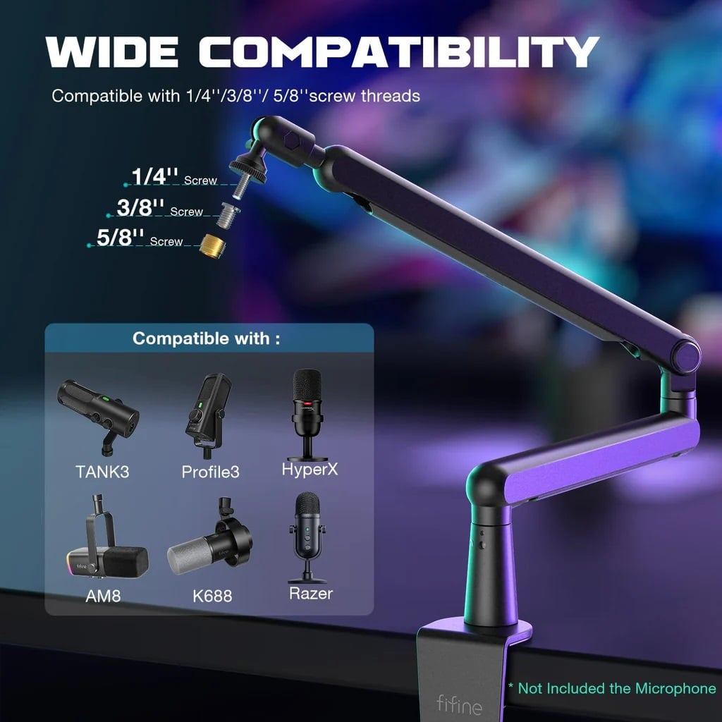 FIFINE BM88 Flexible Low-Height Stand for Microphone 1.5kg Load