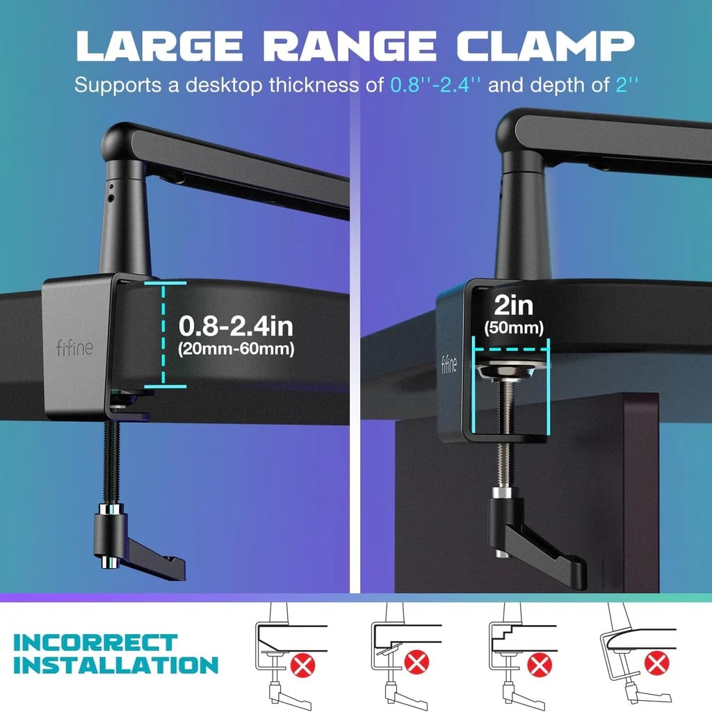 FIFINE BM88 Flexible Low-Height Stand for Microphone 1.5kg Load