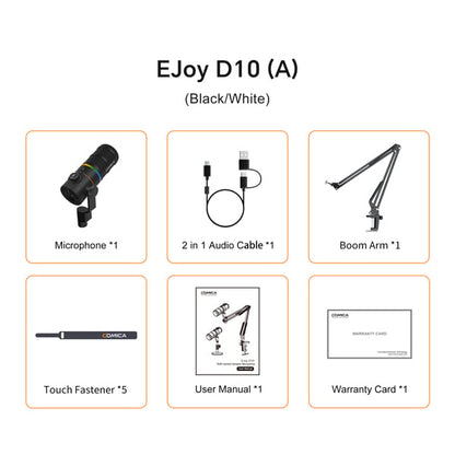 មីក្រូហ្វូន Dynamic Cardioid RGB Comica EJoy D10