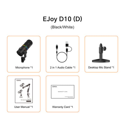 មីក្រូហ្វូន Dynamic Cardioid RGB Comica EJoy D10