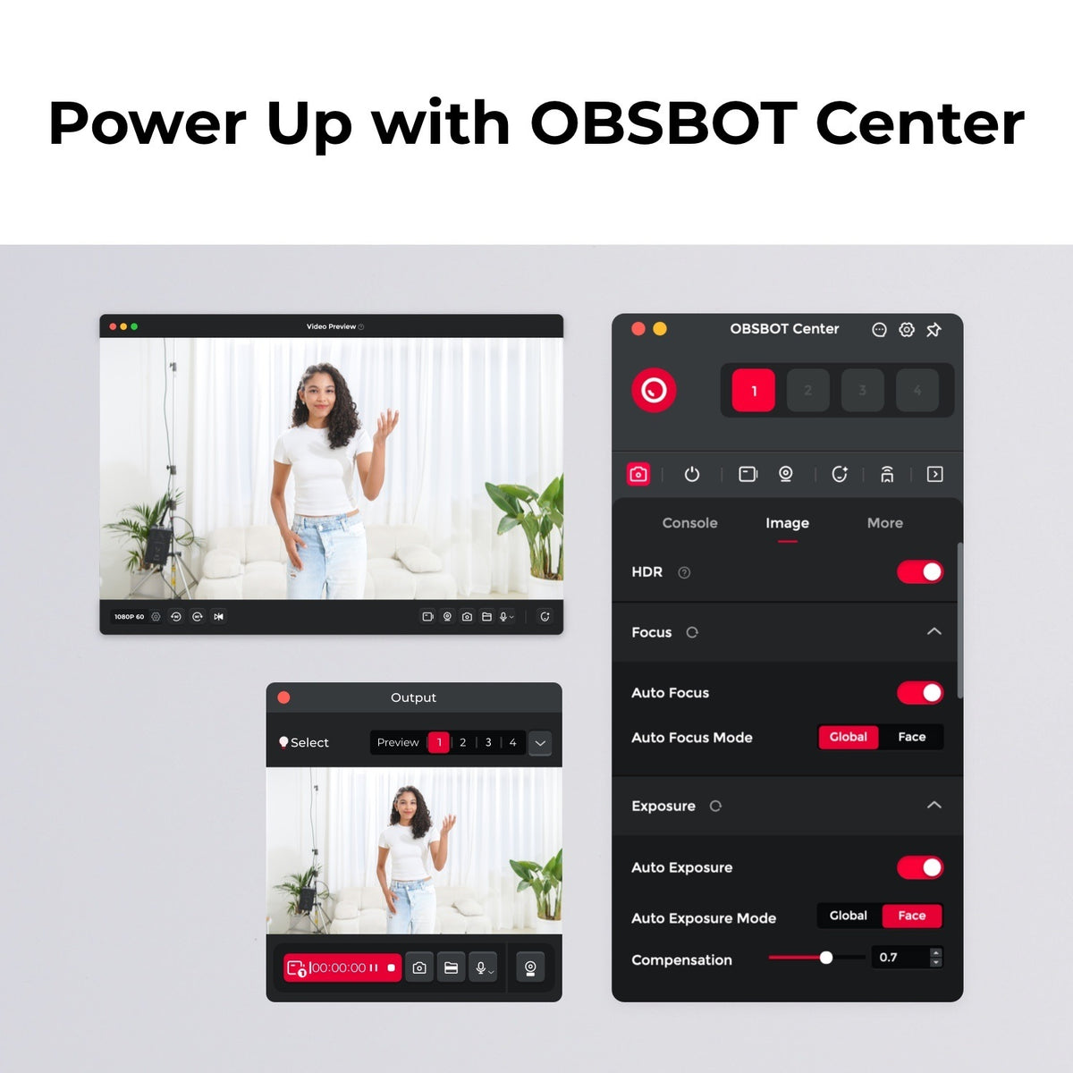 កាមេរ៉ា Webcam OBSBOT Tiny SE 1080p AI PTZ ជាមួយមុខងារតាមដានភាពស្រស់ស្អាត និងប្រធានបទ