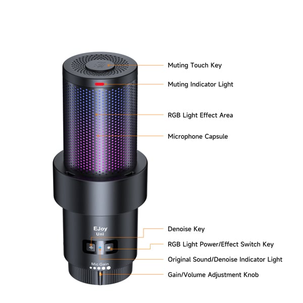 Micro USB Comica EJoy Uni RGB Condenser & Boom Arm Professional | Kingcom