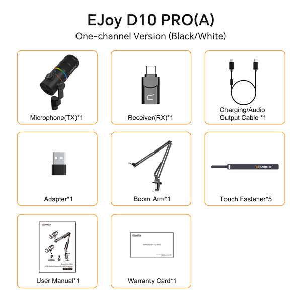 មីក្រូហ្វូនឥតខ្សែ Comica EJoy D10 PRO RGB Cardioid Dynamic