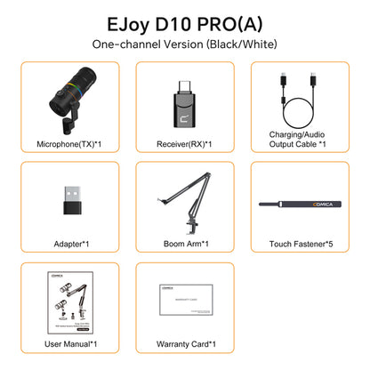 មីក្រូហ្វូនឥតខ្សែ Comica EJoy D10 PRO RGB Cardioid Dynamic