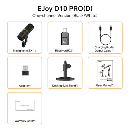 មីក្រូហ្វូនឥតខ្សែ Comica EJoy D10 PRO RGB Cardioid Dynamic