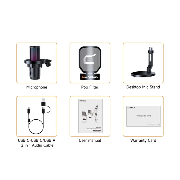 Micro USB Comica EJoy Uni RGB Condenser & Boom Arm Professional | Kingcom