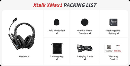 កាសអន្តរគមន៍ Synco Xtalk XMax Group, ការរចនា Binaural, បន្ទះឈីបកាត់បន្ថយសំលេងរំខាន AI, ចម្ងាយបញ្ជូន 500m