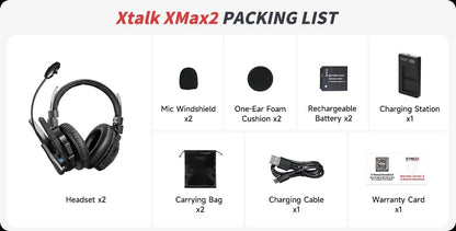 កាសអន្តរគមន៍ Synco Xtalk XMax Group, ការរចនា Binaural, បន្ទះឈីបកាត់បន្ថយសំលេងរំខាន AI, ចម្ងាយបញ្ជូន 500m