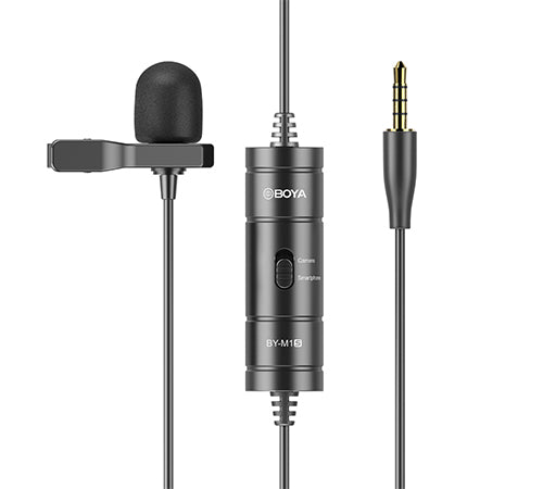 BOYA BY-M1S - ម៉ៃក្រូហ្វូន Lavalier សម្រាប់ថតសំឡេងជាមួយរន្ធដោត 3.5mm TRRS | សម្រាប់ទូរសព្ទ និងម៉ាស៊ីនថតរូប