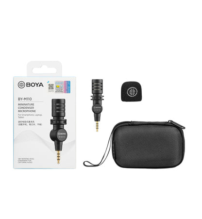 BOYA BY-M110 – ម៉ៃក្រូហ្វូនថតសំឡេង Jack TRRS 3.5mm សម្រាប់ទូរស័ព្ទ