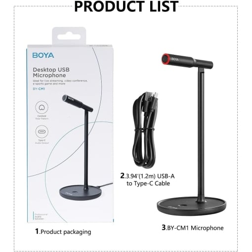 Boya BY-CM1 - USB Type C Wired Cardioid Microphone For Windows / Mac