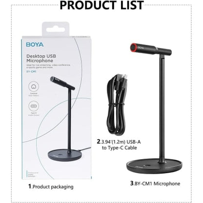 Boya BY-CM1 - USB Type C Wired Cardioid Microphone For Windows / Mac