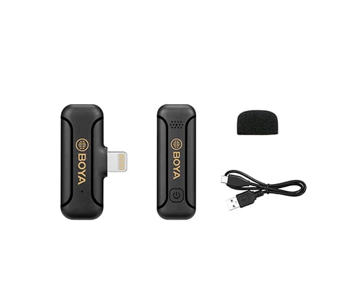 BOYA BY-WM3T2-D1 - ម៉ៃក្រូហ្វូនឥតខ្សែ 2.4GHz ខ្នាតតូចសម្រាប់ iPhone