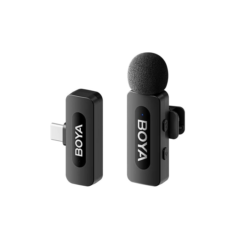 BOYA BY-V1/V10/V2/V20 V2.0 ម៉ៃក្រូហ្វូនឥតខ្សែ ម៉ៃក្រូហ្វូនកៀប Noise Canceling Vlogging Mic សម្រាប់ iPhone Android