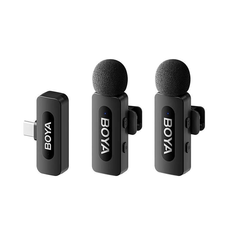 BOYA BY-V1/V10/V2/V20 V2.0 ម៉ៃក្រូហ្វូនឥតខ្សែ ម៉ៃក្រូហ្វូនកៀប Noise Canceling Vlogging Mic សម្រាប់ iPhone Android