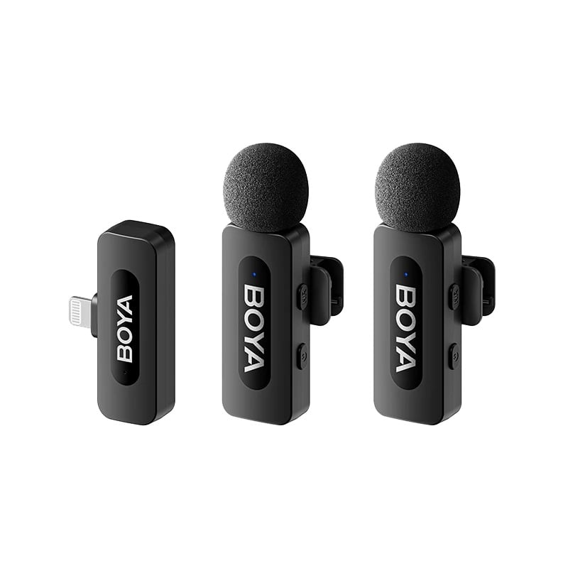 BOYA BY-V1/V10/V2/V20 V2.0 ម៉ៃក្រូហ្វូនឥតខ្សែ ម៉ៃក្រូហ្វូនកៀប Noise Canceling Vlogging Mic សម្រាប់ iPhone Android
