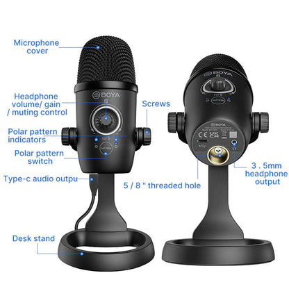 BOYA BY-CM5 - Recording microphone for Android Phones (Type-C) and Laptops (USB)