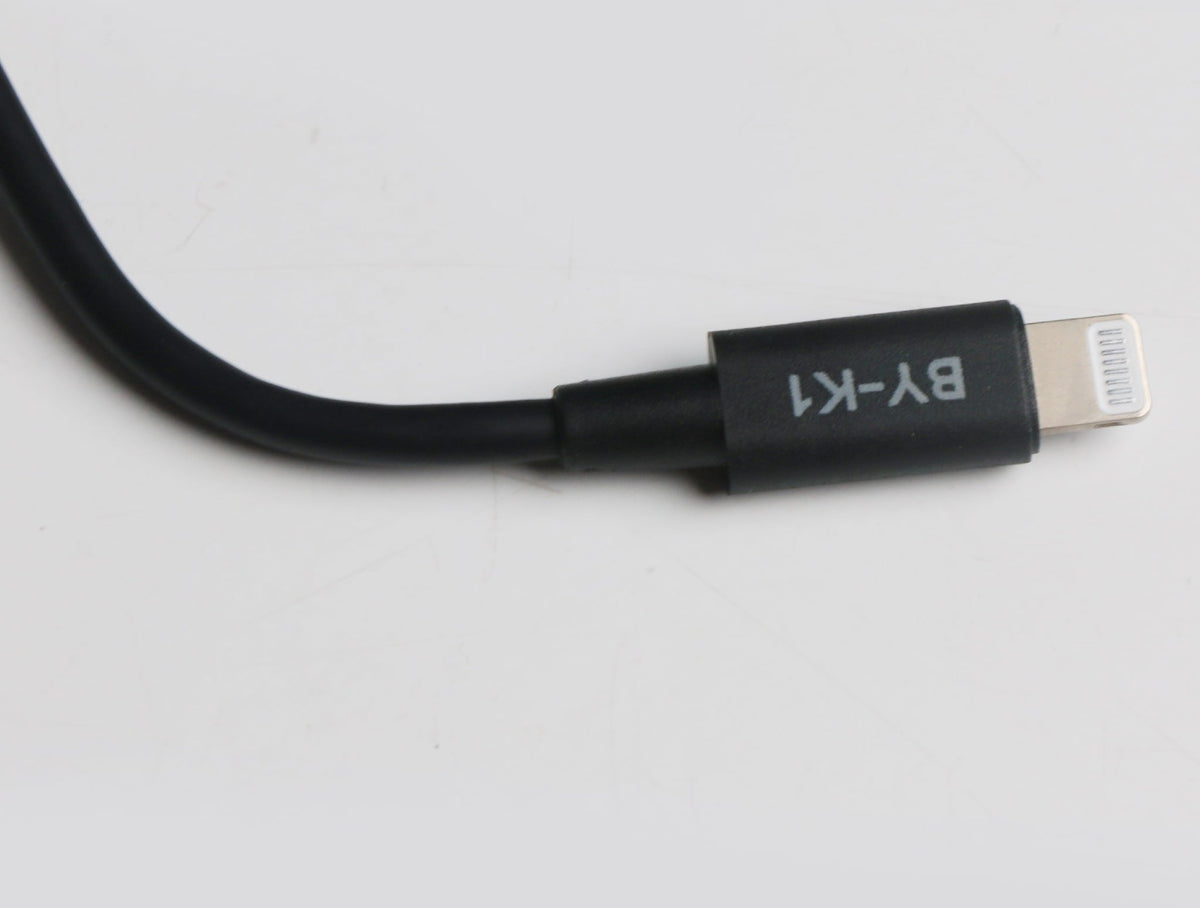 BY-K1 connection cable. From 3.5mm Jack to Lightning Port (3.5mm Male TRRS to Male lightning adapter cable)