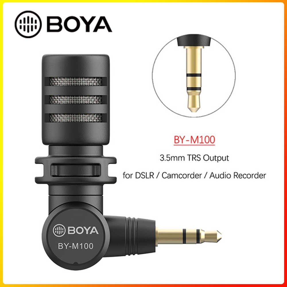 BOYA BY-M100 ម៉ៃក្រូហ្វូនសម្រាប់ថតសំឡេងដោតភ្ជាប់ជាមួយទូរស័ព្ទ កាមេរ៉ា កុំព្យូទ័រ