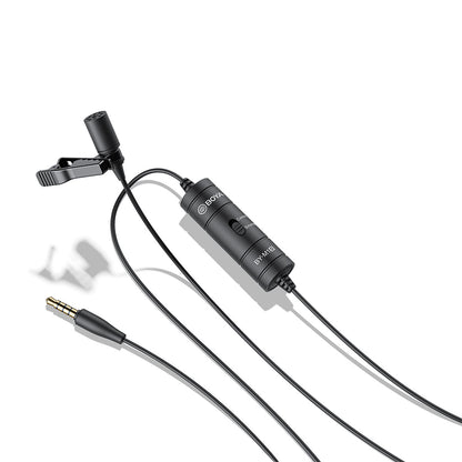 BOYA BY-M1S - ម៉ៃក្រូហ្វូន Lavalier សម្រាប់ថតសំឡេងជាមួយរន្ធដោត 3.5mm TRRS | សម្រាប់ទូរសព្ទ និងម៉ាស៊ីនថតរូប