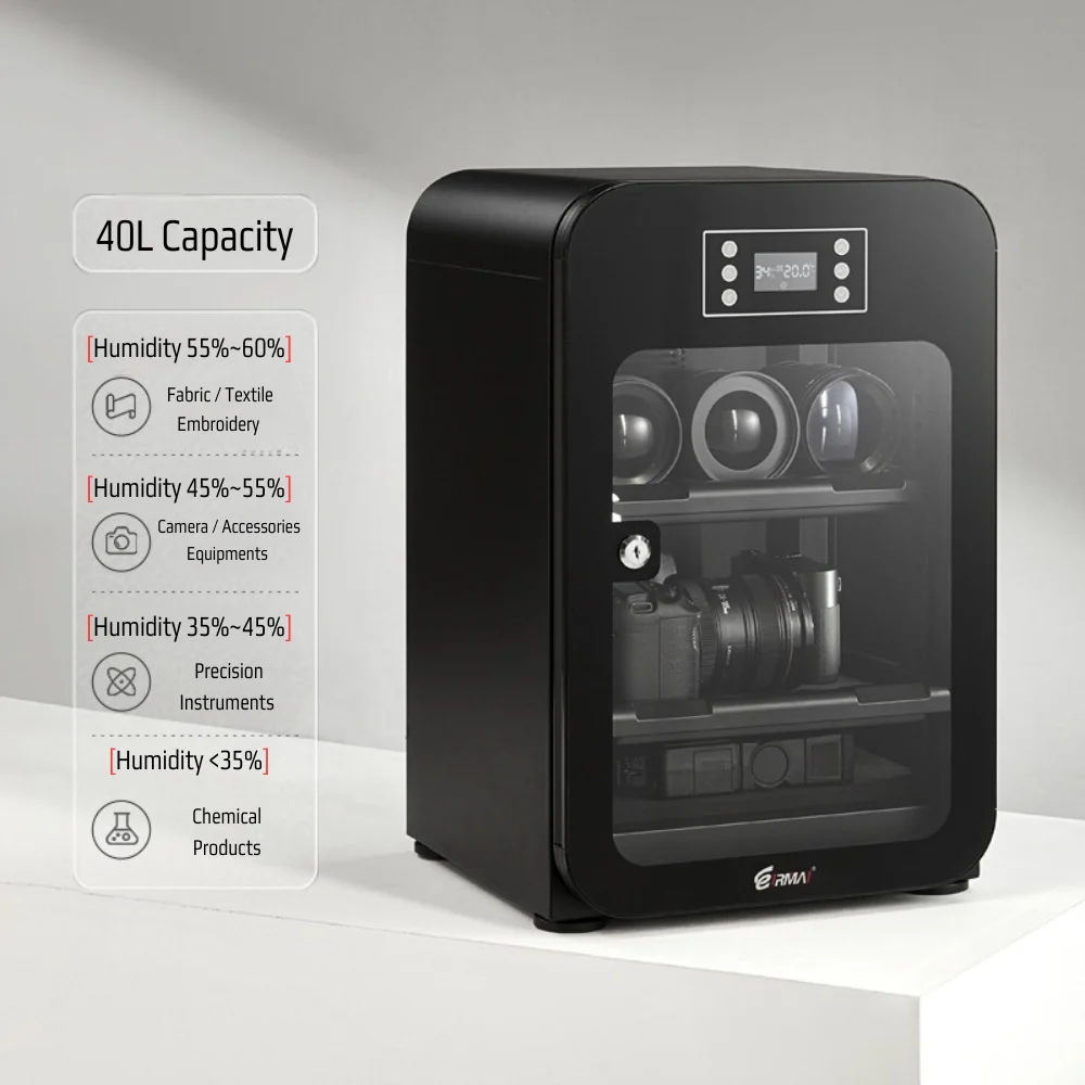 Eirmai R4 moisture-proof cabinet with 40 liter capacity prevents moisture and mold for Genuine Cameras & lenses |Kingcom