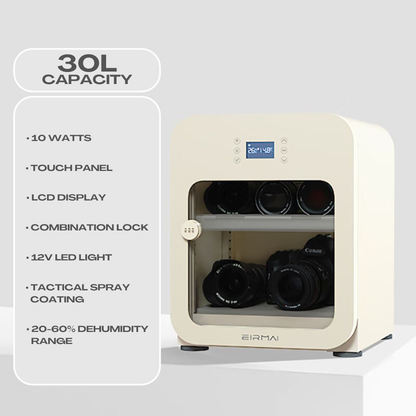 Eirmai R3 moisture-proof cabinet with 30 liter capacity prevents moisture and mold for Genuine Cameras & lenses |Kingcom