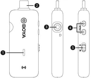BOYA BY-PM500W - ម៉ៃក្រូហ្វូនថតសំឡេងឥតខ្សែសម្រាប់ទូរសព្ទ Android (Type-C) និងកុំព្យូទ័រយួរដៃ (រន្ធ USB)
