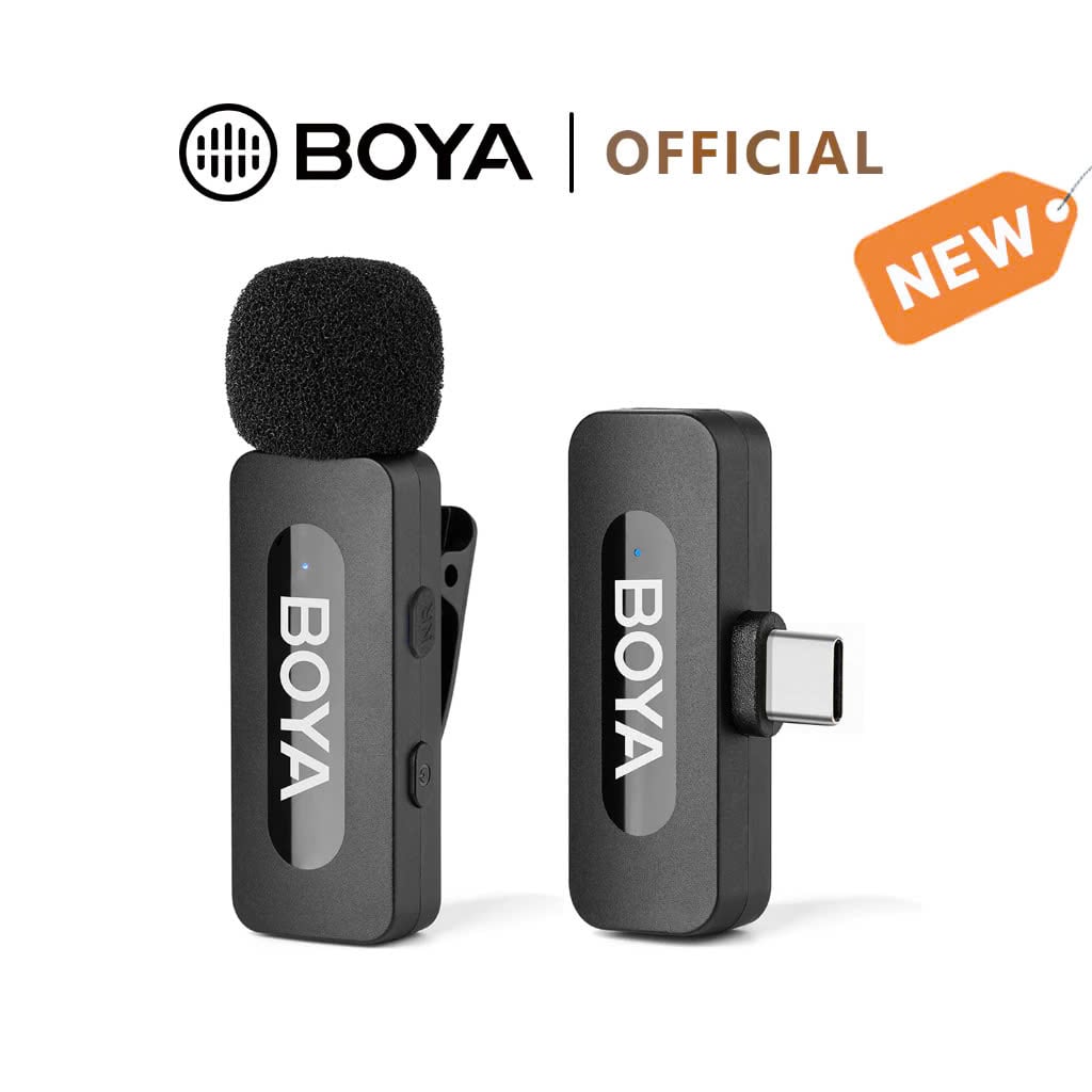 BOYA BY-V1/V10/V2/V20 V2.0 ម៉ៃក្រូហ្វូនឥតខ្សែ ម៉ៃក្រូហ្វូនកៀប Noise Canceling Vlogging Mic សម្រាប់ iPhone Android