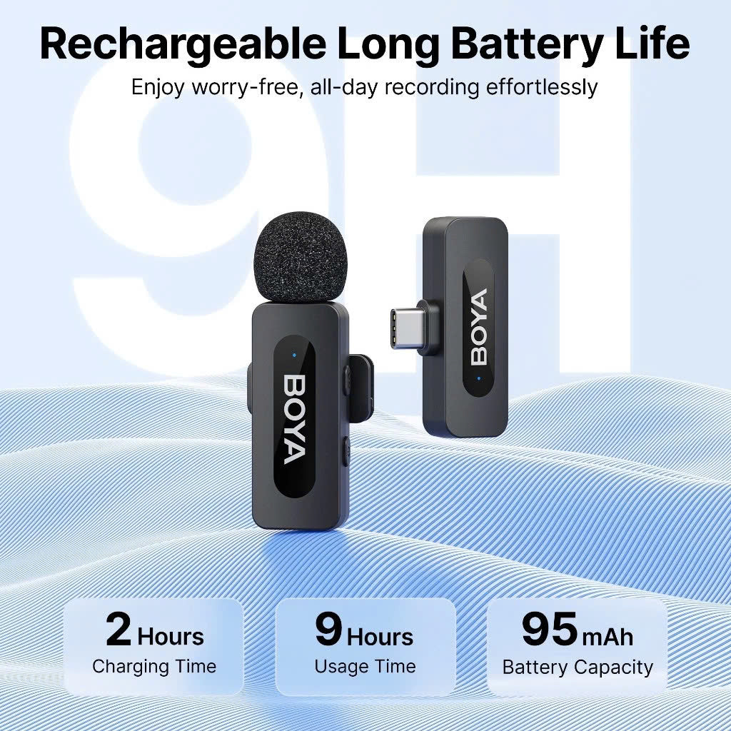 BOYA BY-V1/V10/V2/V20 V2.0 ម៉ៃក្រូហ្វូនឥតខ្សែ ម៉ៃក្រូហ្វូនកៀប Noise Canceling Vlogging Mic សម្រាប់ iPhone Android